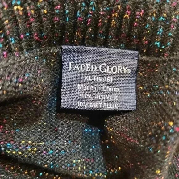 Faded Glory Girl's Black Knit Multi-Color Metallic Cowl Sweater Dress NEW NWT - Picture 5 of 8
